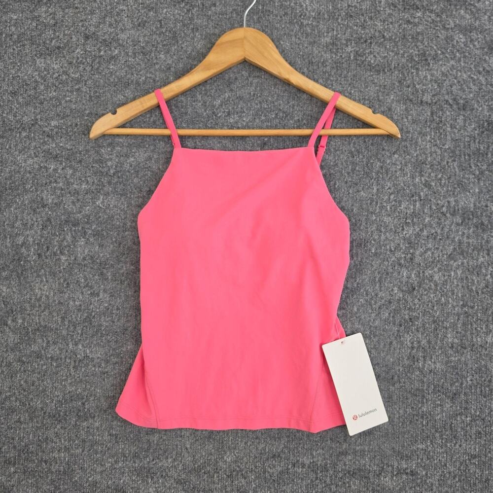 Lululemon Top Women 4 Align High Neck Cami Tank Pink Nulu Built In Bra Yoga Gym